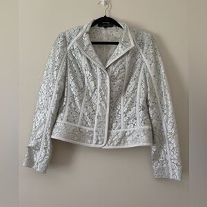 Hilton Hollis Blazer White and silver Dreamcatcher Lace  Size 6